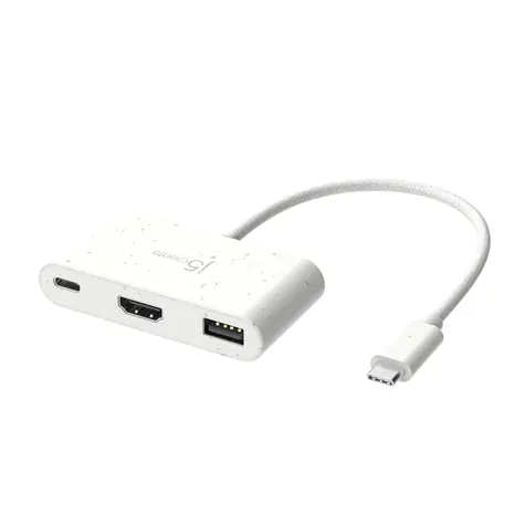J5Create JCA379E bílá / Adaptér / USB-C / HDMI 4K / USB-A / Power Delivery