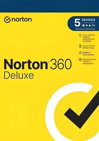 Norton 360 Deluxe / Elektronická licence / 5 zařízení / 50 GB úložiště / VPN / 2 roky