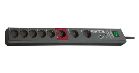 Brennenstuhl Secure-Tec šedá / Prodlužovací kabel / 8x zásuvka / přepěťová ochrana / 3 m / 16 A