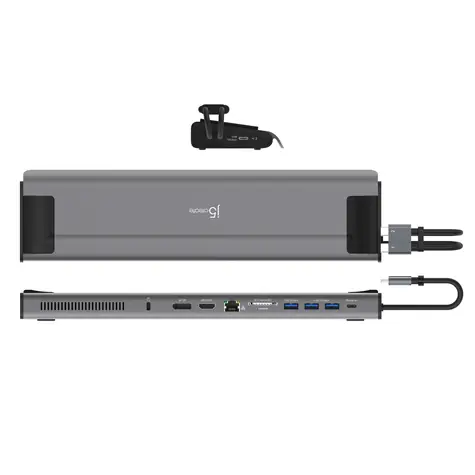 J5Create M.2 NVMe dokovací stanice stříbrná / Dokovací stanice / M.2 NVMe slot / HDMI/DP 4K / USB-C Gen2 / RJ-45