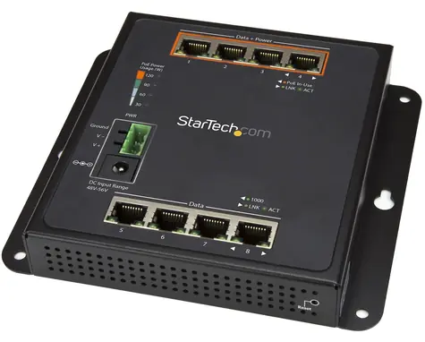 StarTech Switch 8 portů PoE+ / Switch / Unmanaged / 4x RJ45 / 4x PoE+ / 2 Gbit/s