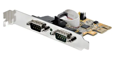StarTech PCIe karta 2x sériový port žlutá / Řadič / PCIe / UART 16C1050 / čipset ASIX AX99100 / 5V/12V