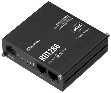 Teltonika RUT286 / Průmyslový router / LTE / Wi-Fi 4 / 1x LAN / 1x WAN / RS232/RS485 / Dual SIM & eSIM
