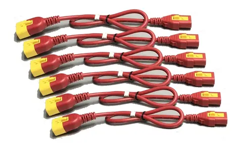 APC Power Cord Kit C13-C14 červený / Napájecí kabel / Locking / 1,2 m / 6 ks v balení