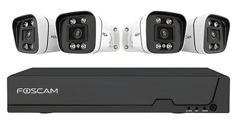Foscam FNA108E B4 2T černo-bílá / Kamerový set / 8kanálový NVR / 4x kamera / 4K / PoE / 2TB HDD