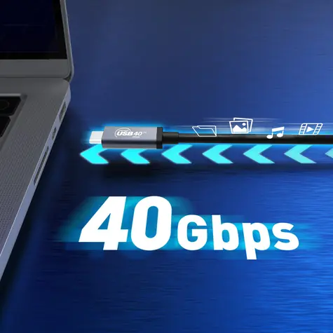 J5Create USB4 kabel 240W černá / Kabel / USB-C - USB-C / 40 Gbps / PD 240 W / 0,8 m