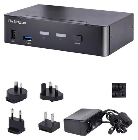 StarTech USB-C KVM přepínač 2 porty DisplayPort / KVM přepínač / 4K 60Hz UHD HDR / 4x USB HID / 3,5mm audio