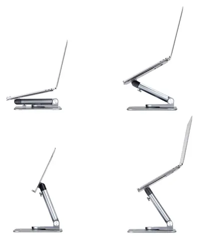 StarTech Teleskopický stojan na notebook stříbrný / Stojan na notebook / Otočná základna 360° / Hliník / Nosnost 5 kg
