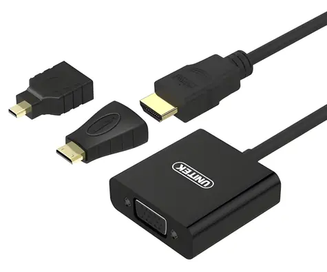 Unitek Y-6355 černá / Redukce HDMI-VGA / 3v1 / HDMI, miniHDMI, microHDMI