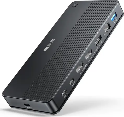 Unitek KVM přepínač 2-Port Dual Display 4K / KVM přepínač / 2 počítače / 2 monitory / USB Hub
