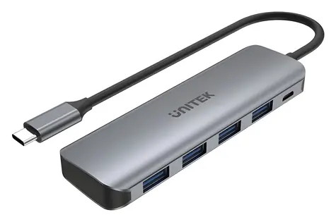 Unitek H1107A šedá / USB hub / USB-A / 4× USB-A / 5000 Mbit/s / hliníkový