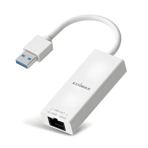 Edimax EU-4306 V2 bílá / Síťový adaptér / USB-A 3.2 / RJ45 10/100/1000 Mbps / PoE