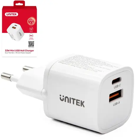 Unitek P1125AWH01-EU / Nabíječka / 1x USB-A / 1x USB-C / 3 A