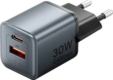 Vention 30W GaN černá / Nabíječka / Power Delivery 30W / 1x USB-C / 1x USB-A