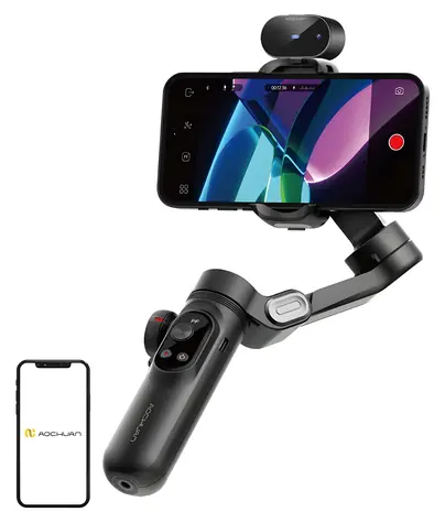 AOCHUAN Smart X Pro černá / Stabilizátor / 3osý / AI senzor / OLED displej / Bezdrátové nabíjení