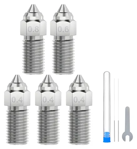 ELEGOO Sada trysek pro Neptune 4/4 Pro / Sada trysek / Kalená ocel / 0,4-0,8 mm / 5 ks