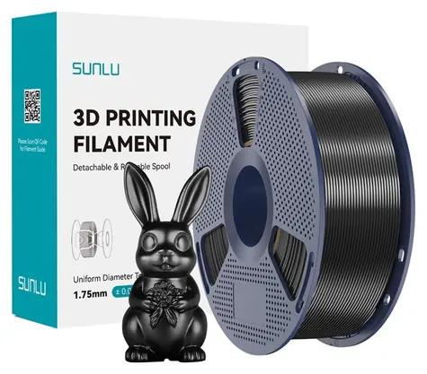 Sunlu PLA+ Silk černá / Filament / PLA+ / hedvábný lesk / 1 kg