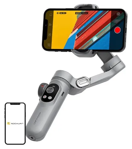 AOCHUAN X Pro Standard šedá / Stabilizátor / 3osý / Bezdrátové nabíjení / OLED displej / nosnost 250 g