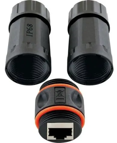 Schwaiger Spojka RJ45 CAT6A outdoor černá / Spojka / 2x RJ45 / U/FTP / IP68