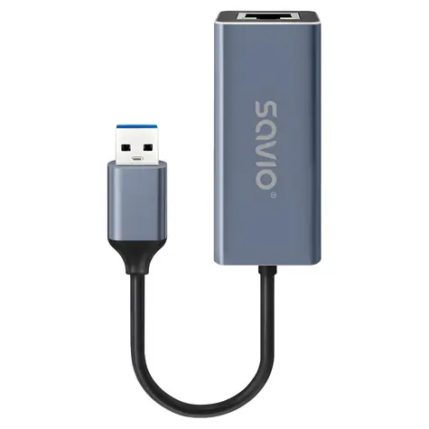 SAVIO AK-83 černá / USB LAN adaptér / RJ-45 / USB Type-A / 5 Gbit/s