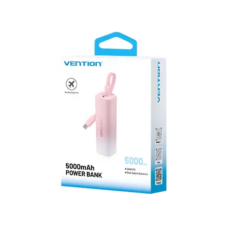 Vention 5000mAh růžová / Powerbanka / 20W / USB-C + Lightning