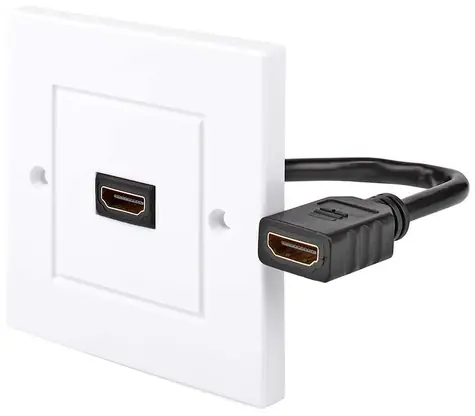 Nedis nástěnná HDMI zásuvka / Instalační box / 4K 60Hz / 18 Gbps / pozlacené kontakty / černo-bílá