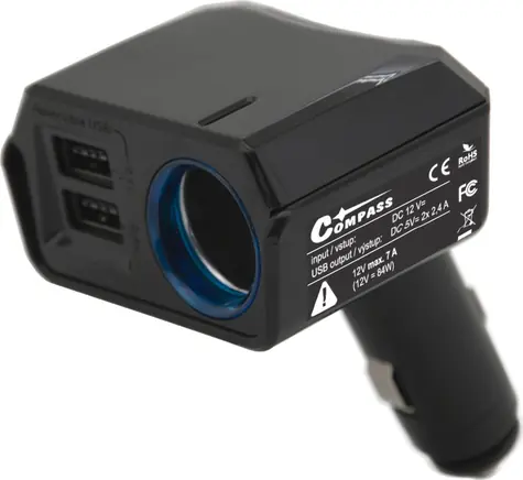 Compass SELECT / Nabíječka do auta / 2x USB 2400 mA / 12V/7A výstup / nastavitelný úhel