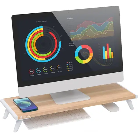 Techly ICA-MS 389 bílá / Stojan pod monitor / 545x210x80 mm / ABS, MDF / nožičky