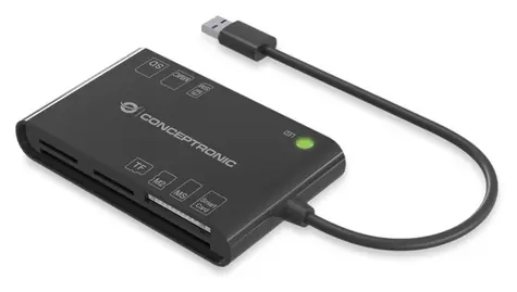 Conceptronic černá / Čtečka paměťových karet / USB-A 3.2 Gen 1 / 7v1 / SD, microSD, MMC, SIM