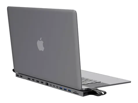 Hyper HyperDrive Triple-4K stříbrná / Dokovací stanice / 3x HDMI / 3x DisplayPort / RJ-45 / Čtečka karet