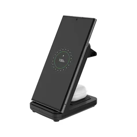 FIXED Powerstation Uni černá / Stojánek s bezdrátovým nabíjením / 2v1 / 15W + 5W / USB-C
