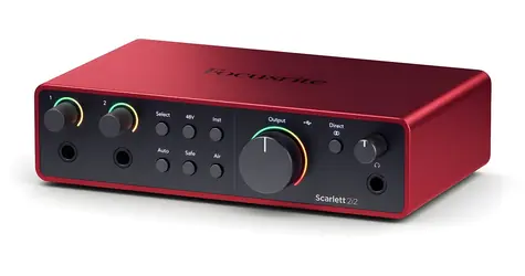 Focusrite Scarlett 2i2 4th Gen černo-červená / Externí zvuková karta / USB-C / 2x XLR / Phantomové napájení