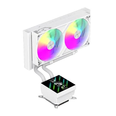 Gamemax GLACIER 240 LCD bílá / Chladič CPU / AIO vodní chlazení / 240 mm radiátor / LCD displej