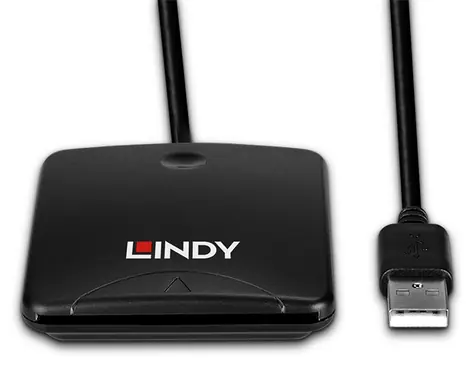 Lindy Čtečka čipových karet USB 2.0 černá / Čtečka čipových karet / Rychlost čtení 480 MB/s / Délka kabelu 1,2 m