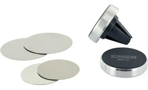 Schwaiger magnetický držák do auta 6 ks stříbrná / Magnetický držák do auta / hliník / mřížka i lepení