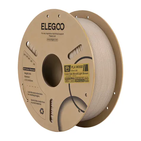 ELEGOO PLA dřevěné vlákno Světlý dub / Struna pro 3D tiskárnu / PLA / 1 kg