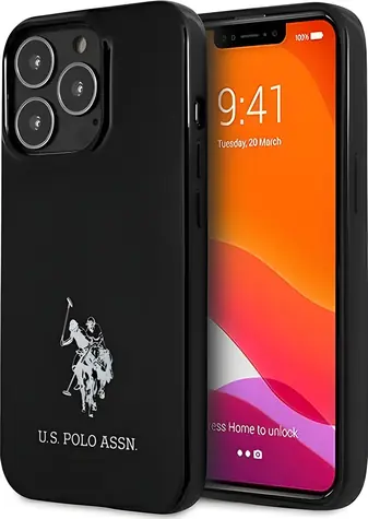 U.S. Polo Assn USHCP13XUMHK černá / Pouzdro na iPhone 13 Pro Max / Hardcase / Motiv koně