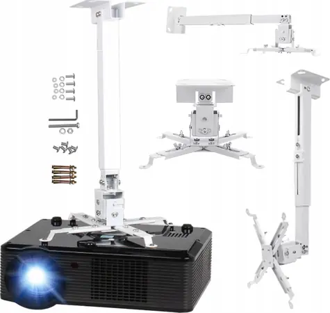 Zenwire Držák projektoru 4v1 bílá / Držák projektoru / Nosnost 25 kg / Stropní i nástěnní montáž