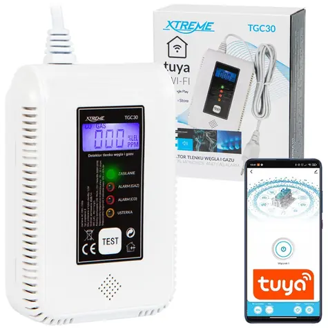 Blow TGC30 bílá / Detektor oxidu uhelnatého a plynu / WiFi Tuya / LCD displej / světelná a zvuková signalizace