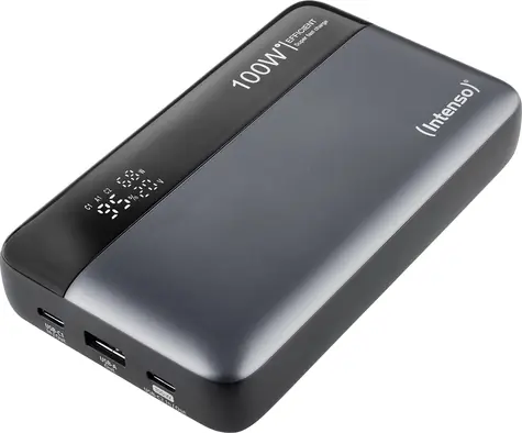 Intenso HE20000 šedo-černá / Powerbanka / 20 000 mAh / PD 3.1 / Quick Charge 3.0 / LED displej