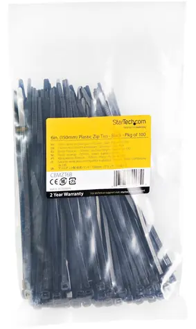 StarTech Stahovací pásky černé / Stahovací páska / Nylon / uvolnitelné / 100 ks