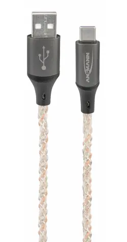 Ansmann 1700-0158 černá / Datový a nabíjecí kabel / USB-A - USB-C / 1 m / LED osvětlení / 60W