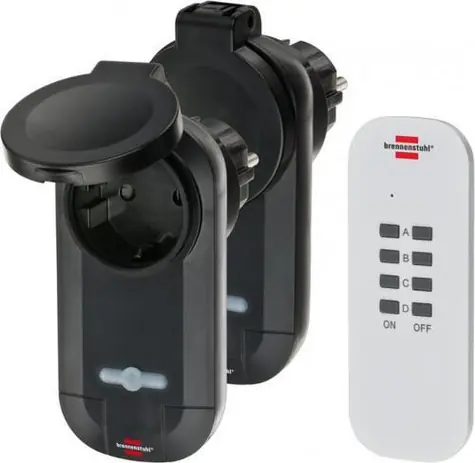 Brennenstuhl RC CE1 0201 černo-bílá / Bezdrátová spínací sada / 2x zásuvka IP44 / dosah 25 m / 1000 W
