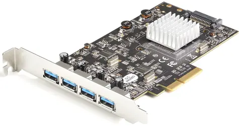 StarTech PCIe karta 4x USB-A černá / Řadič USB / PCIe / USB 3.2 Gen 2 10 Gbps / čipset ASMedia ASM3142