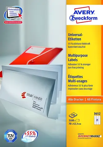 Avery Zweckform 3652 / Etikety / 70 x 42,3 mm / A4