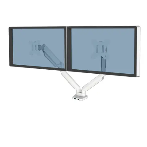 Fellowes Platinum 2 ramena vedle sebe bílá / Držák monitoru / USB 3.2 / Nosnost 8 kg / Do 40