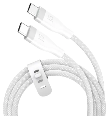 J5Create Opletený nabíjecí kabel USB-C bílá / Nabíjecí a datový kabel / USB-C - USB-C / 60 W / 1,8 m