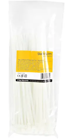 StarTech Stahovací páska uvolnitelná bílá / Stahovací páska / Nylon / 100 ks