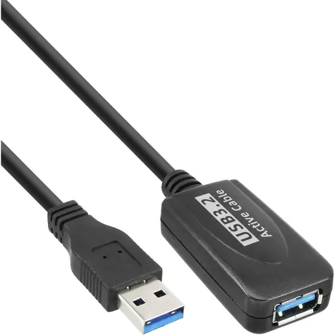 InLine USB-A černá / Prodlužovací kabel / USB-A / USB 3.2 Gen 1 / 5 Gbit/s / 5 m