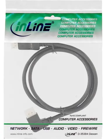 InLine DisplayPort kabel úhlový vlevo černá / Propojovací kabel / DisplayPort (M) - DisplayPort (M) / 8K UHD-2 / 120 Hz